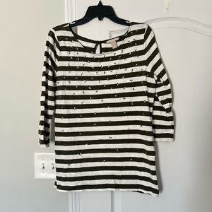 Banana Republic | white and green stripe shirt - L